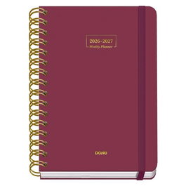 Dohe Agenda Escolar Premium A5 Espiral Doble Cartón Forrado Burdeos Curso 2026-2027