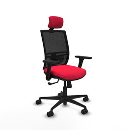 PIQUERAS Y CRESPO Silla de oficina Yunquera con mecanismo Sincro, Rojo y Negro