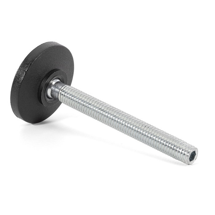 HERRAJES ALK Pie Nivelador TOFO Ø35 M8x70 H80 Negro con Rótula