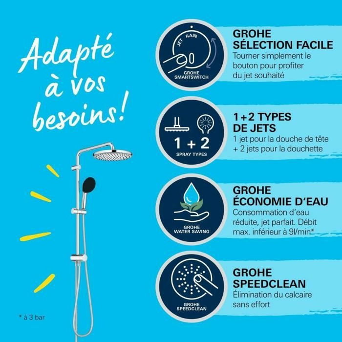 Grohe Vitalio Start System 250 Columna de ducha con desviador manual - Cromo - 26680001 Grohe Vitalio Start System 250 Columna de ducha con desviador manual - Cromo - 26680001