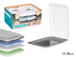 Leknes Set de 4 Fiambreras Herméticas 1.2L, Surtido Colores (Azul, Blanco, Negro, Verde), 25x17x6 cm, Apto Lavavajillas y Frigorífico (Set de 12)