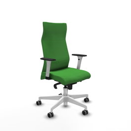 PIQUERAS Y CRESPO Sillón Albacete con Mecanismo Sincro, Tela Verde y Base Blanca