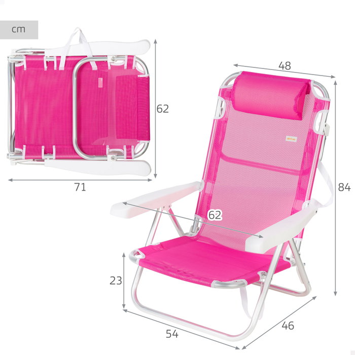 AKTIVE Silla plegable de aluminio 5 posiciones 48X AKTIVE Silla plegable de aluminio 5 posiciones 48X