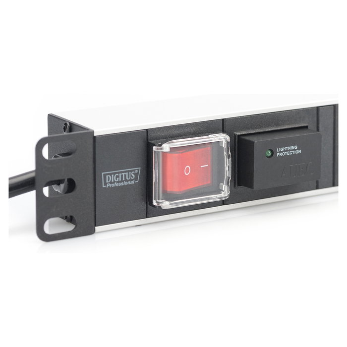 DIGITUS Regleta de Enchufes 7 Tomas Aluminio 2m Protección Sobretension