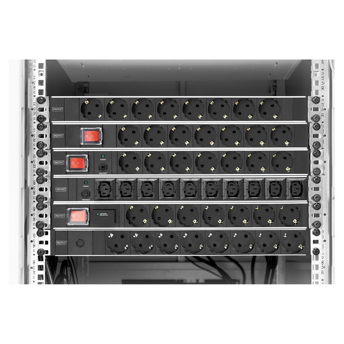 DIGITUS Regleta de Enchufes 7 Tomas Aluminio 2m Protección Sobretension