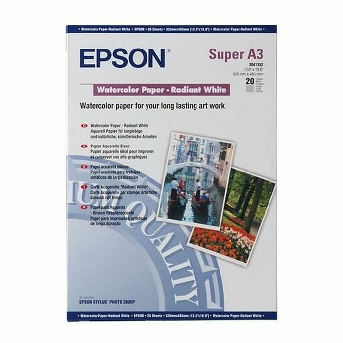 Epson GF Papel acuarela blanco DIN A3+ 190 g/m² 20 hojas