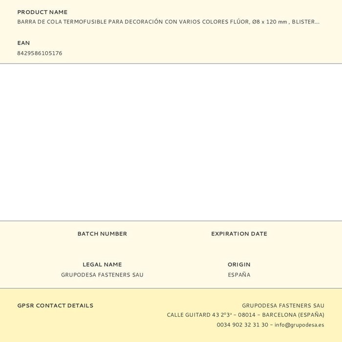 Salki 20430106 Barras de Cola Termofusible para Decoración, Ø8 x 120 mm, Blíster 20 uds, Colores Flúor