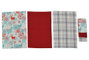 DKD Home Decor Paño de Cocina Navidad Moderna Azul Celeste Rojo 60 x 40 x 0.5 cm Set de 3 Algodón (12 Unidades)