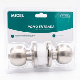 Micel Pomo de puerta con cerradura PP07 de acero inoxidable con acabado inox