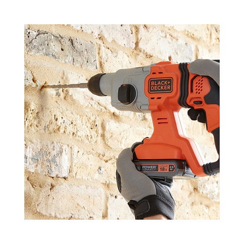 Black & Decker Taladro Percutor SDS Plus 18V 2x2.5Ah BCD900E2K - Capacidad 25mm, 1880 RPM, Incluye 2 Baterías y Maletín