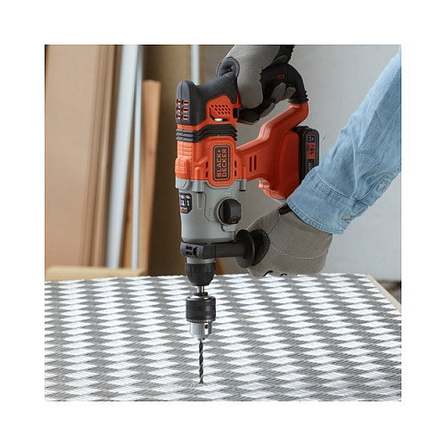Black & Decker Taladro Percutor SDS Plus 18V 2x2.5Ah BCD900E2K - Capacidad 25mm, 1880 RPM, Incluye 2 Baterías y Maletín