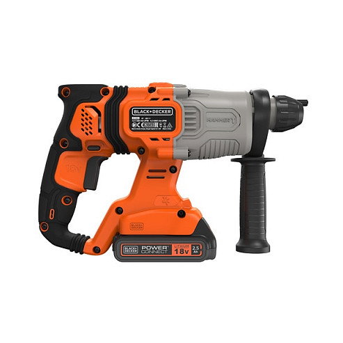 Black & Decker Taladro Percutor SDS Plus 18V 2x2.5Ah BCD900E2K - Capacidad 25mm, 1880 RPM, Incluye 2 Baterías y Maletín