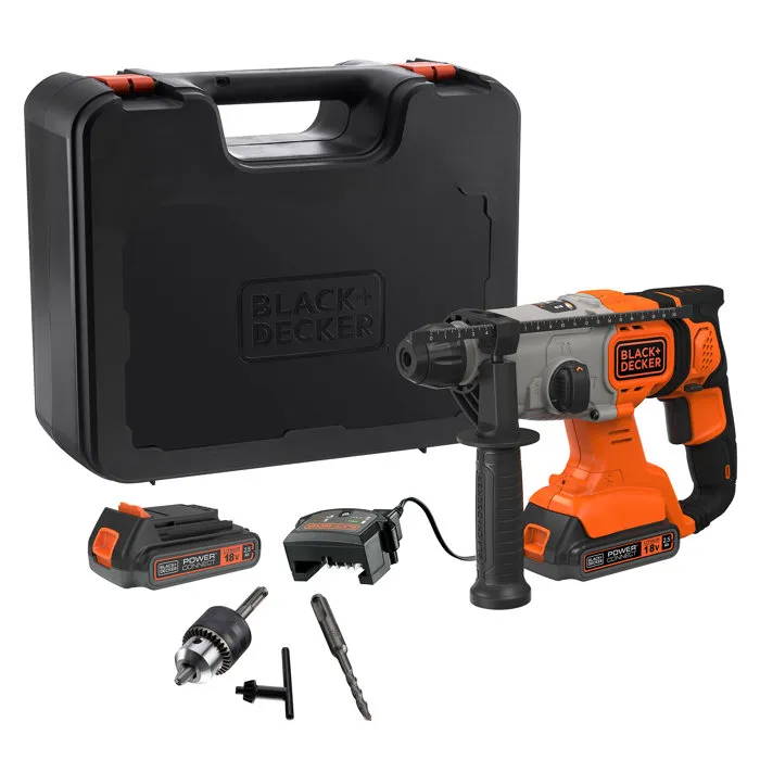 Black & Decker BCD900E2K Martillo SDS-Plus 18V con 2 baterías de 2,5 Ah