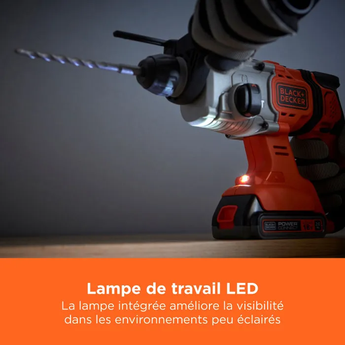 Black & Decker BCD900E2K Martillo perforador inalámbrico SDS-Plus 18V con 2 baterías de 2,5 Ah Black & Decker BCD900E2K Martillo perforador inalámbrico SDS-Plus 18V con 2 baterías de 2,5 Ah