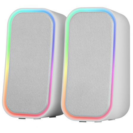Mars Gaming Altavoces Bluetooth MS-OM/ 20W/ 2.0/ Blanco con Chipset DSP y RGB Control, Sonido Envolvente y Conectividad 5.3 + AUX-IN