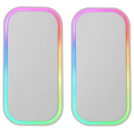 Mars Gaming Altavoces Bluetooth MS-OM/ 20W/ 2.0/ Blanco con Chipset DSP y RGB Control, Sonido Envolvente y Conectividad 5.3 + AUX-IN