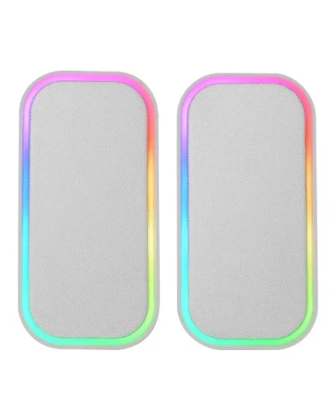 Mars Gaming Altavoces MS-OM Gaming PC 20W, Bluetooth 5.3 y AUX-IN, Iluminación RGB Dinámica, Color Blanco, Sistema 2.0, Con Caja de Control y Cable USB, Para Juegos y Música