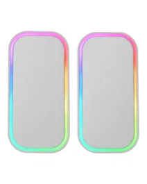 Mars Gaming Altavoces MS-OM Gaming PC 20W, Bluetooth 5.3 y AUX-IN, Iluminación RGB Dinámica, Color Blanco, Sistema 2.0, Con Caja de Control y Cable USB, Para Juegos y Música