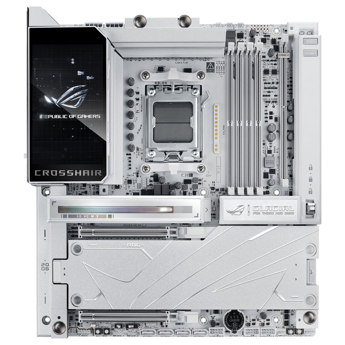 ASUS ROG CROSSHAIR X870E GLACIAL Placa Base ATX para AMD AM5 DDR5 Wi-Fi 7 Bluetooth 5.4 USB4 10GbE Blanco