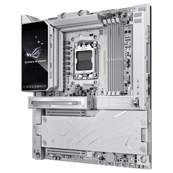 ASUS ROG CROSSHAIR X870E GLACIAL Placa Base ATX para AMD AM5 DDR5 Wi-Fi 7 Bluetooth 5.4 USB4 10GbE Blanco
