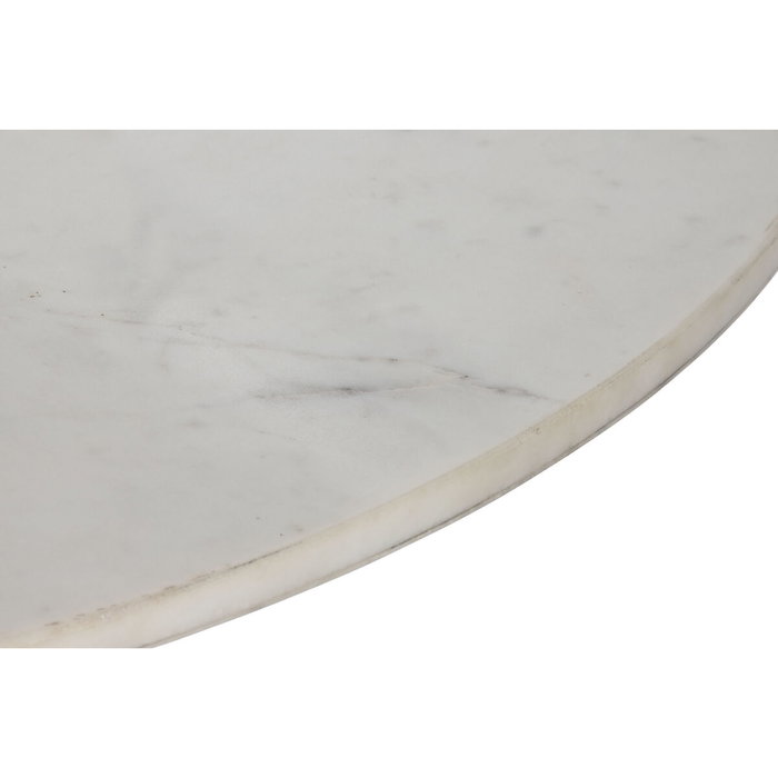 DKD Home Decor Mesa de Comedor de Acacia y Mármol 115x115x76 cm Blanco y Natural