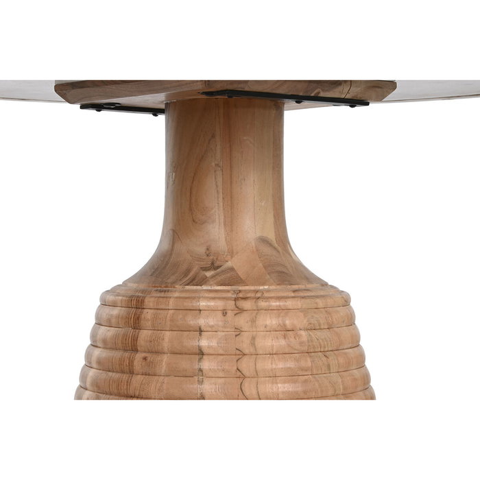 DKD Home Decor Mesa de Comedor de Acacia y Mármol 115x115x76 cm Blanco y Natural