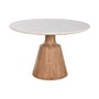 DKD Home Decor Mesa de Comedor de Acacia y Mármol 115x115x76 cm Blanco y Natural