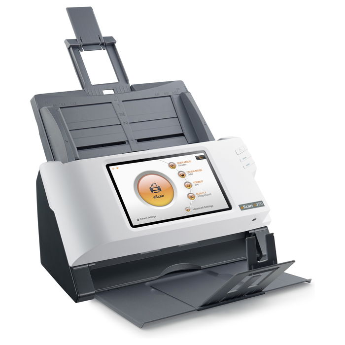 Plustek Escaner A350 Essential, 600x600 DPI, Escaner a Color, Escaneo Dúplex, Negro/Blanco, Pantalla LED 7"