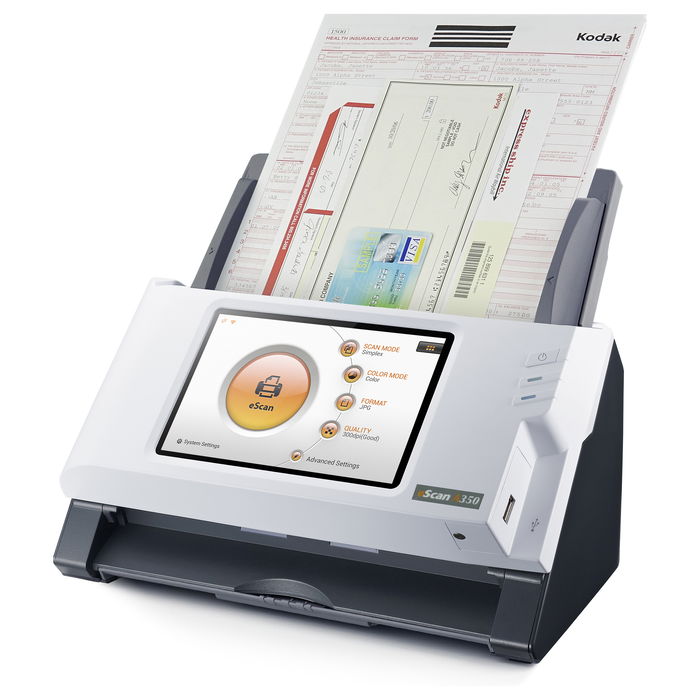 Plustek Escaner A350 Essential, 600x600 DPI, Escaner a Color, Escaneo Dúplex, Negro/Blanco, Pantalla LED 7"