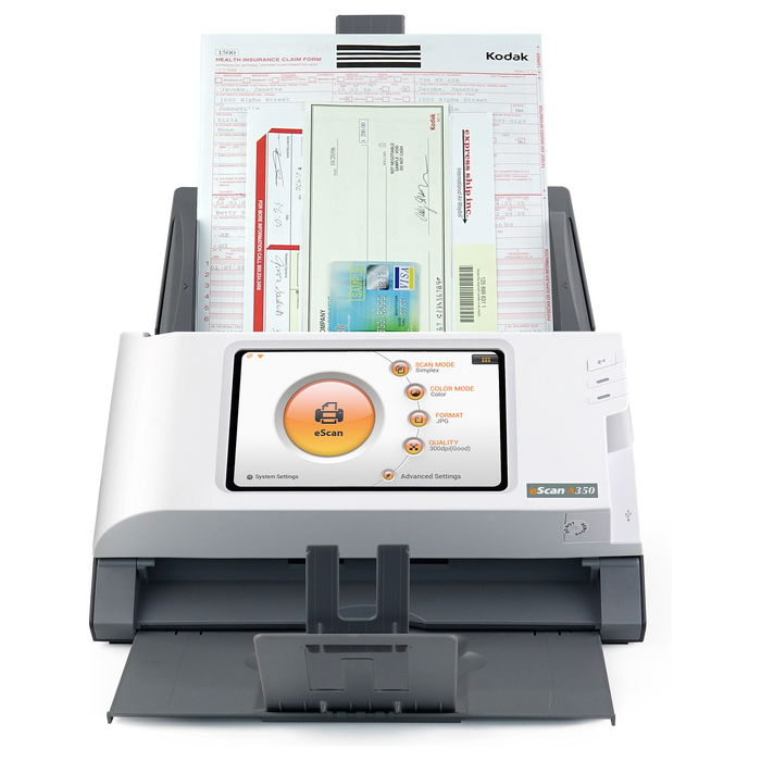 Plustek Escaner A350 Essential, 600x600 DPI, Escaner a Color, Escaneo Dúplex, Negro/Blanco, Pantalla LED 7"