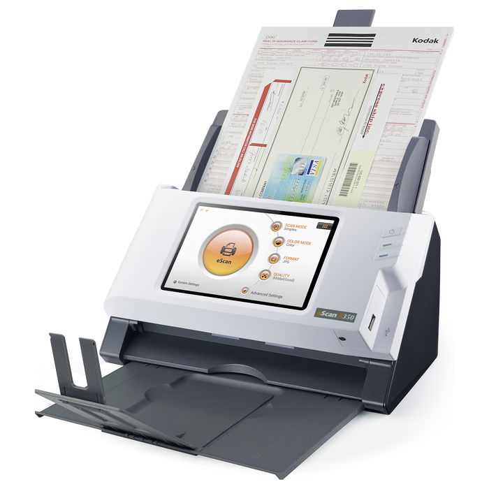 Plustek Escaner A350 Essential, 600x600 DPI, Escaner a Color, Escaneo Dúplex, Negro/Blanco, Pantalla LED 7"