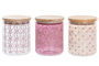 DKD Home Decor Bote de Borosilicato y Bambú Pixel Love 700 ml (Surtido de 3 unidades)