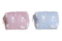 DKD Home Decor Neceser Sweet baby 23 Rosa Azul Impermeable Canvas Osos 6 x 12 x 15 cm (2 Unidades)