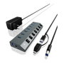 ICY BOX IB-HUB1701-C3 Hub USB 3.2 de 7 puertos con interruptor individual