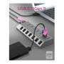 ICY BOX IB-HUB1701-C3 Hub USB 3.2 de 7 puertos con interruptor individual