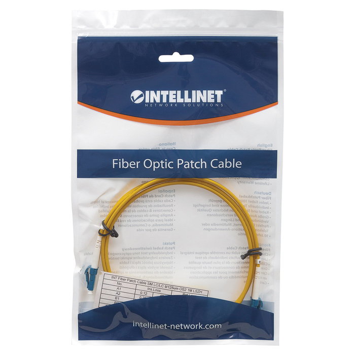 Intellinet 471893 - Cable de Fibra Óptica OS2 Monomodo LC/LC Amarillo de 3 m, Full Duplex Intellinet 471893 - Cable de Fibra Óptica OS2 Monomodo LC/LC Amarillo de 3 m, Full Duplex
