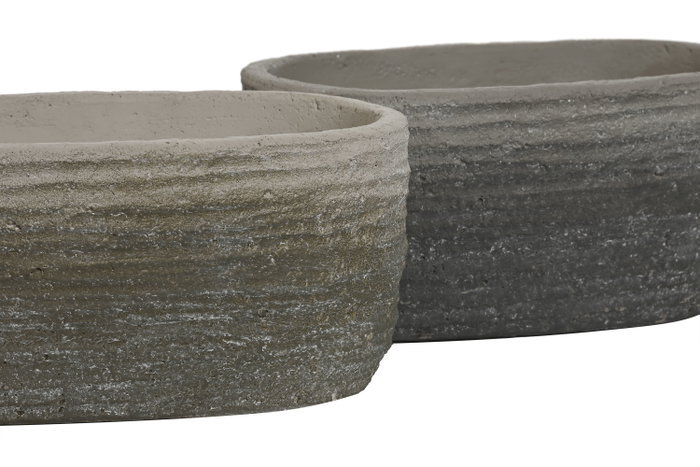DKD Home Decor Macetero Moderno Azul Gris Cemento Set de 2 Piezas Dimensiones 14 x 11 x 24 cm