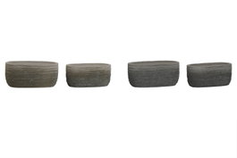 DKD Home Decor Macetero Moderno Azul Gris Cemento Set de 2 Piezas Dimensiones 14 x 11 x 24 cm