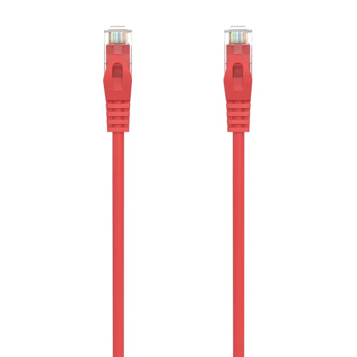 AISENS A145-0561 Cable de Red RJ45 Cat6a UTP 10 Gigabit Ethernet, 500 MHz, 2 Metros, Rojo, LSZH, 100% Cobre, Conectores Macho, PoE