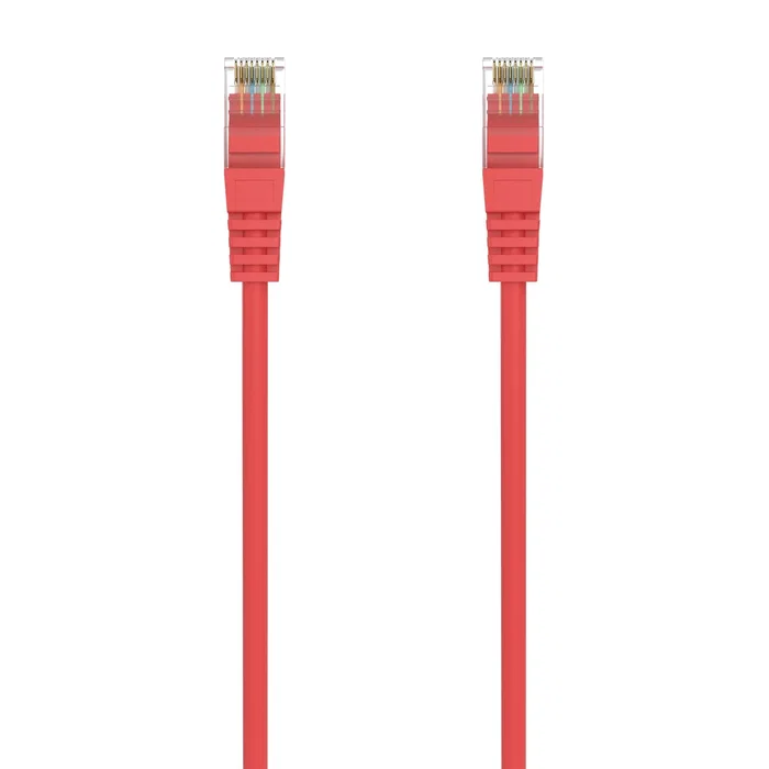 AISENS A145-0561 Cable de Red RJ45 Cat6a UTP 10 Gigabit Ethernet, 500 MHz, 2 Metros, Rojo, LSZH, 100% Cobre, Conectores Macho, PoE