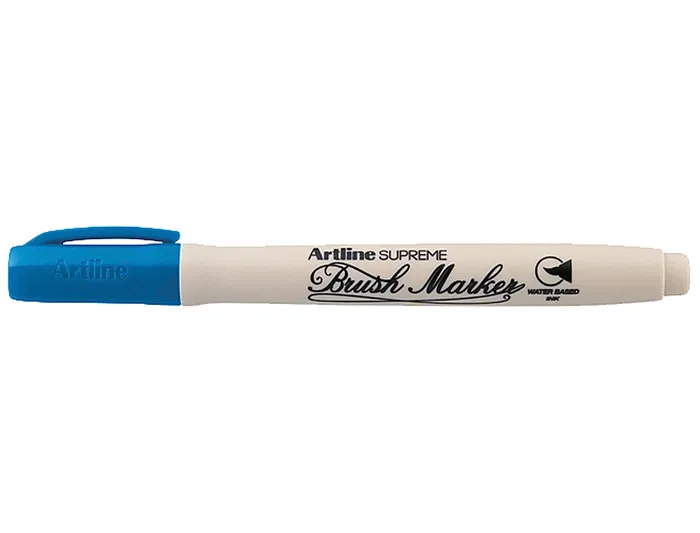 Artline Rotulador Supreme Brush Punta Pincel Trazo Variable Azul para Lettering Base Agua