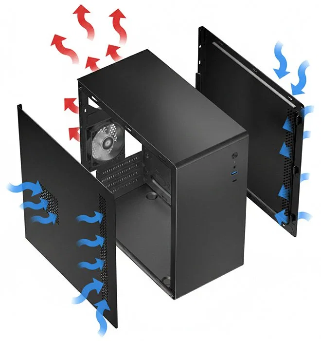 Coolbox COO-PCM640C-0 Caja PC Micro ATX M640C Semitorre Negra sin Fuente 2 USB 3.2 (1xA 1xC) Compatible con GPU hasta 300mm