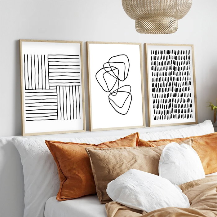 Wallity Cuadro Decorativo Huhu239 50 x 70 cm (3 Piezas) - MDF y Madera Maciza