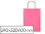 Q-connect Bolsa Papel Celulosa Rosa con Asa Retorcida 240x320x100 mm (25 Unidades)