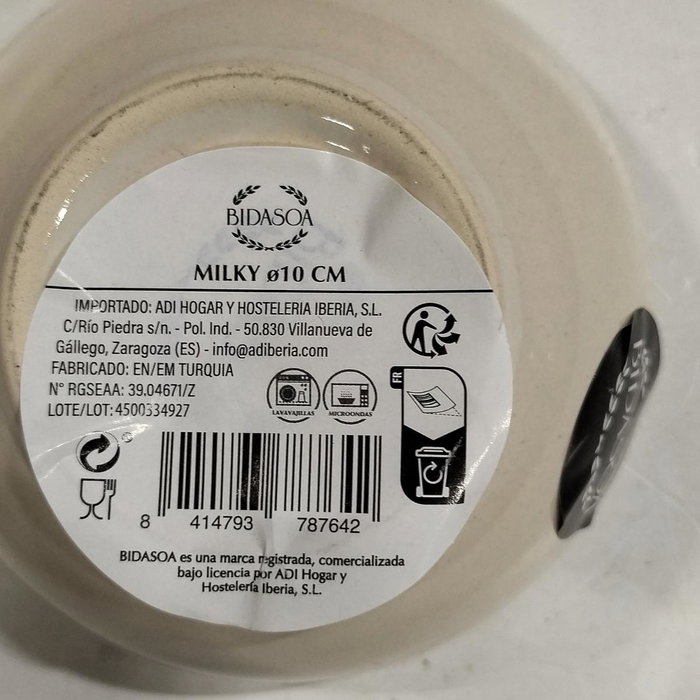 Bidasoa Bol Cerámico Milky Blanco 10cm