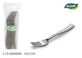 Algon Set 10 Tenedores Grandes de Plata 18.5 cm (24 Unidades)