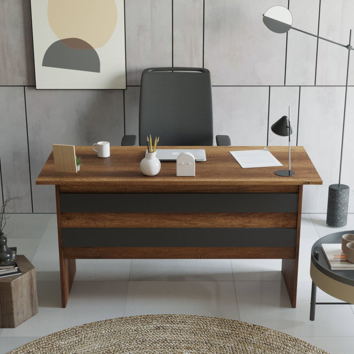 Hanah Home Vo1-Ba Mesa de Estudio Moderna Novedosa 140x73.8x60cm Nogal y Antracita Tablero Partículas Melamina 18mm Hanah Home Vo1-Ba Mesa de Estudio Moderna Novedosa 140x73.8x60cm Nogal y Antracita Tablero Partículas Melamina 18mm