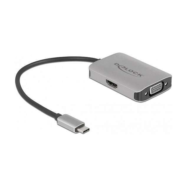 DeLOCK Divisor USB Type-C (Modo DP Alt) 1x HDMI + 1x VGA 4K Ultra HD 60 Hz