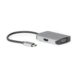 DeLOCK Adaptador USB-C a HDMI y VGA, Splitter USB Type-C con Modo Alt DP, 4K Ultra HD a 60Hz, 3840x2160 Pixeles, Incluye HDMI y VGA, Color Negro/Gris, Longitud de Cable 0.2 m