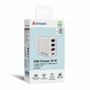 Verbatim Cargador de Pared 30W con 4 Puertos (1x USB-C y 3x USB-A) Blanco